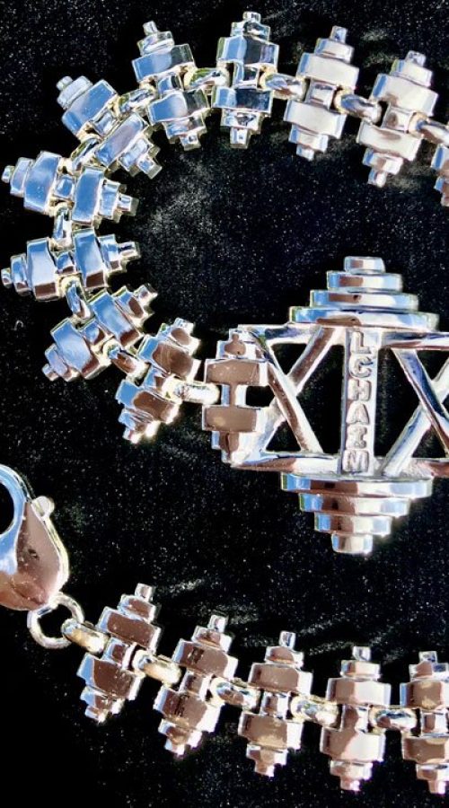 14K White Gold Faith & Fitness English L'Chaim Bracelet