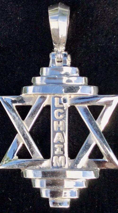 .925 Sterling Silver Faith & Fitness English L'Chaim Pendant