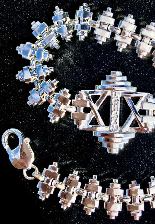 14K White Gold Faith & Fitness English L'Chaim Bracelet