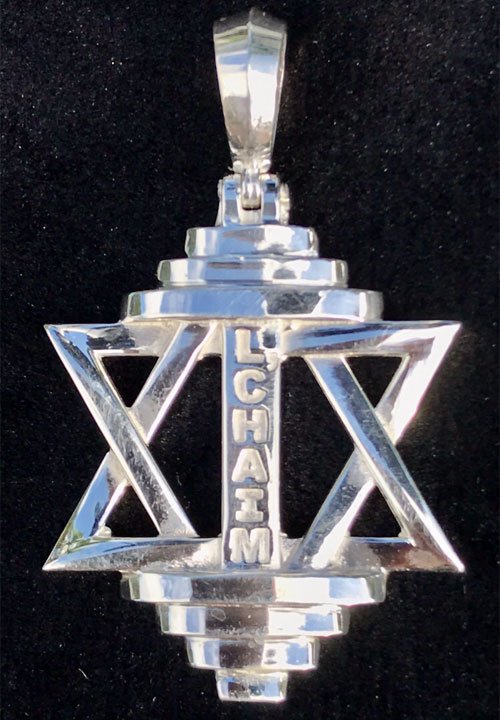 .925 Sterling Silver Faith & Fitness English L'Chaim Pendant