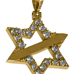 14K GOLD 18 DIAMONDS STAR OF DAVID CUSTOM NAME PLATE PENDANT COLLECTION